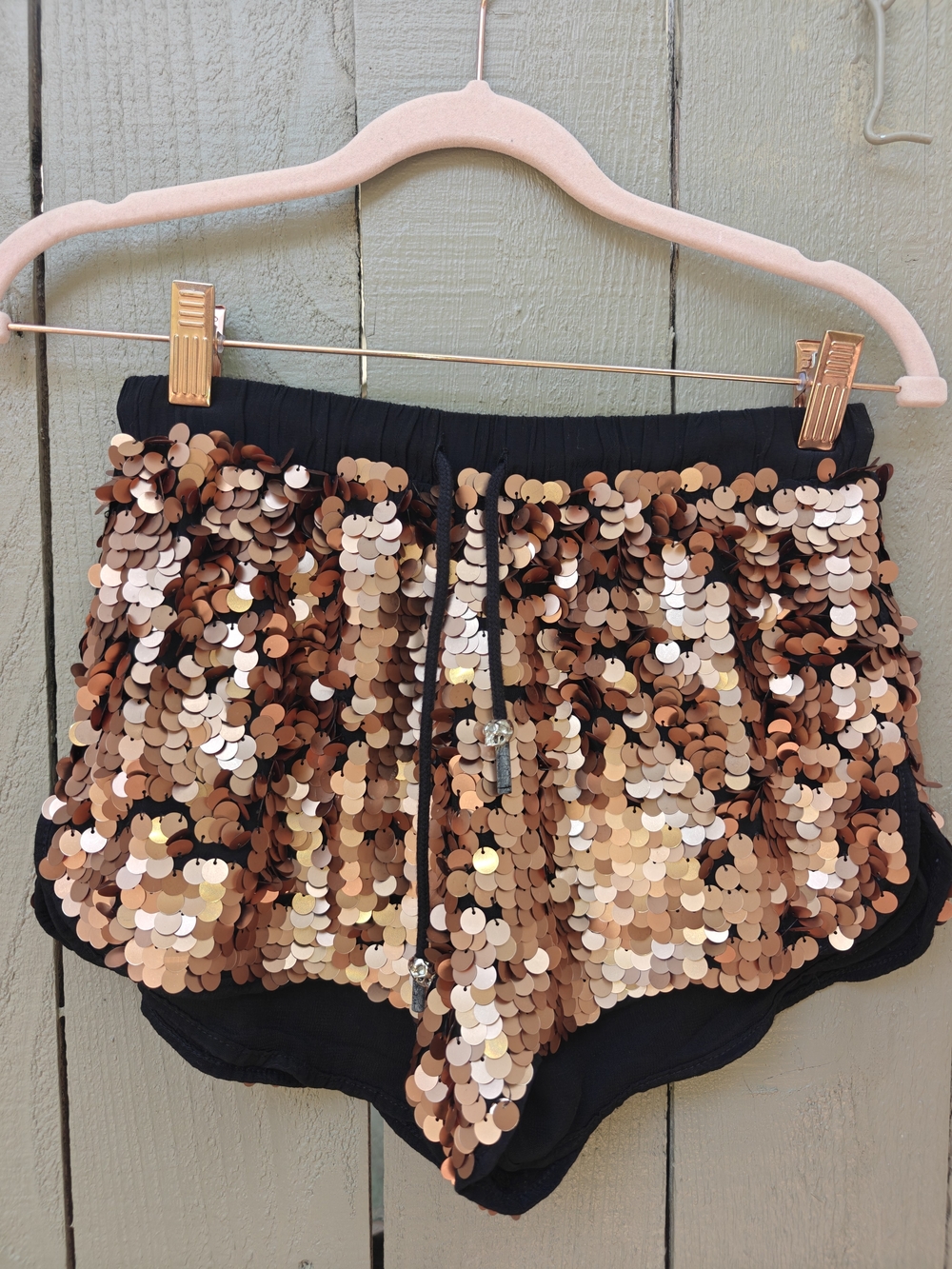 Sequin Religion Women's Shorts - Rose Gold